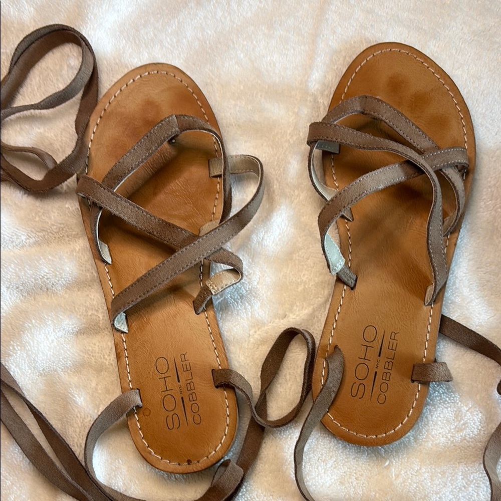 Soho Cobbler Brown Leather Gladiator Sandals